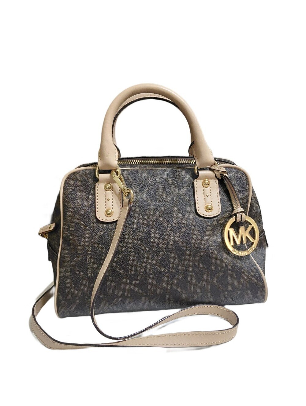 Michael Kors Brown Monogram Satchel MK logo Shoulder Hand Bag
